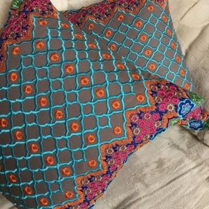 New Set Of 2 Embroidered Pillow Covers Zip Close